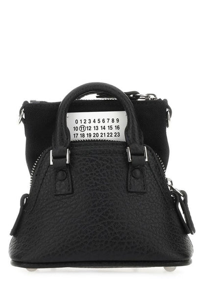 MAISON MARGIELA | Black leather and fabric 5AC handbag