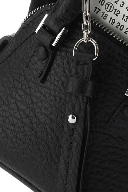 MAISON MARGIELA | Black leather and fabric 5AC handbag