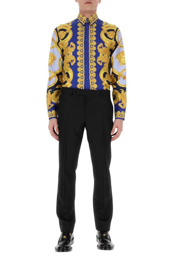 VERSACE | Black wool blend pant