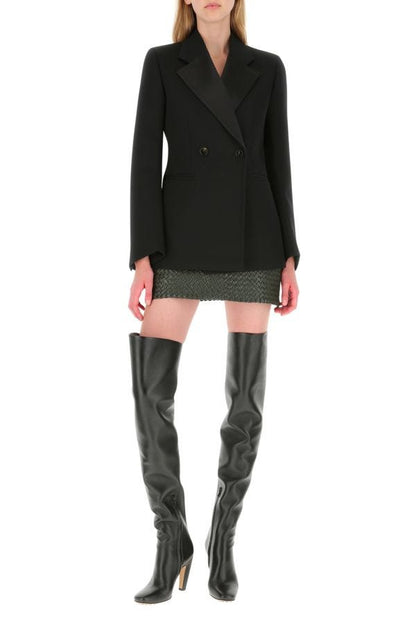 BOTTEGA VENETA | Army green leather mini skirt