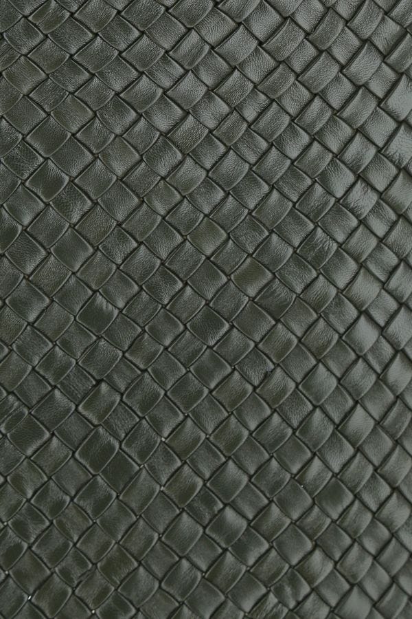 BOTTEGA VENETA | Army green leather mini skirt