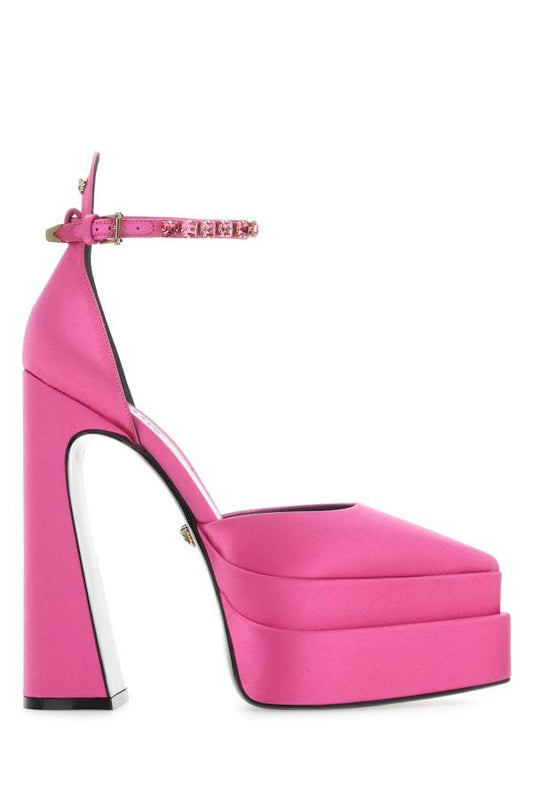 VERSACE | Fuchsia satin Aevitas Pointy pumps