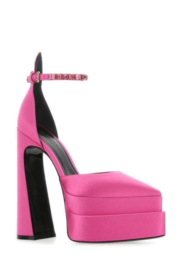 VERSACE | Fuchsia satin Aevitas Pointy pumps