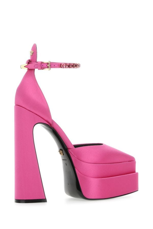VERSACE | Fuchsia satin Aevitas Pointy pumps