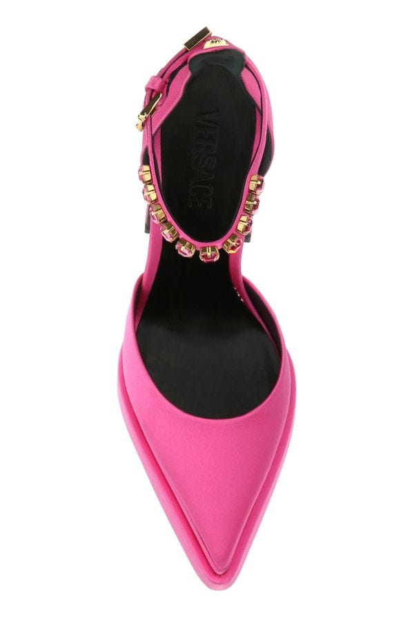 VERSACE | Fuchsia satin Aevitas Pointy pumps