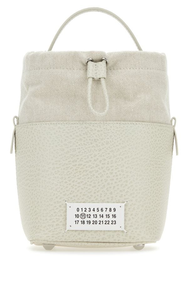 MAISON MARGIELA | Chalk leather and canvas mini 5AC bucket bag