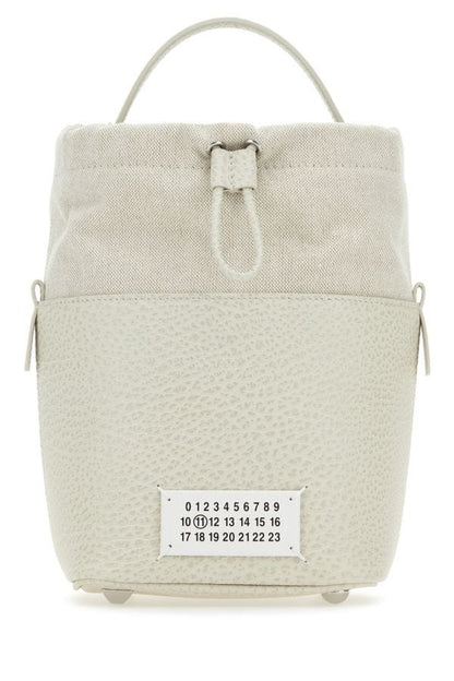 MAISON MARGIELA | Chalk leather and canvas mini 5AC bucket bag