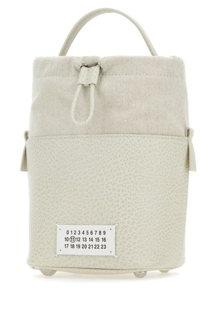 MAISON MARGIELA | Chalk leather and canvas mini 5AC bucket bag