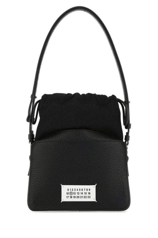 MAISON MARGIELA | Black leather and fabric 5AC bucket bag