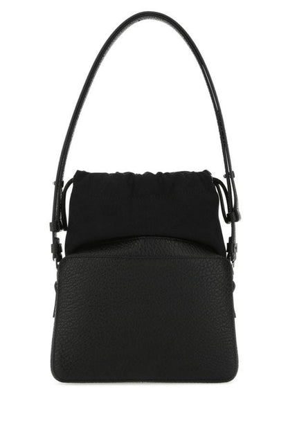 MAISON MARGIELA | Black leather and fabric 5AC bucket bag