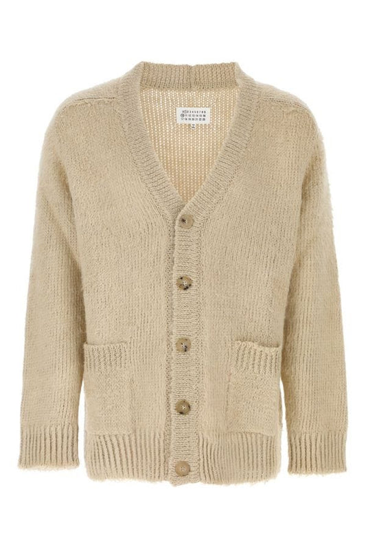 MAISON MARGIELA | Beige linen oversize cardigan