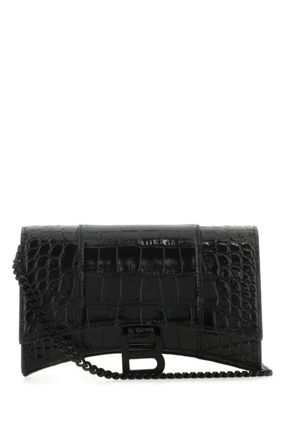 BALENCIAGA | Black nappa leather Hourglass wallet