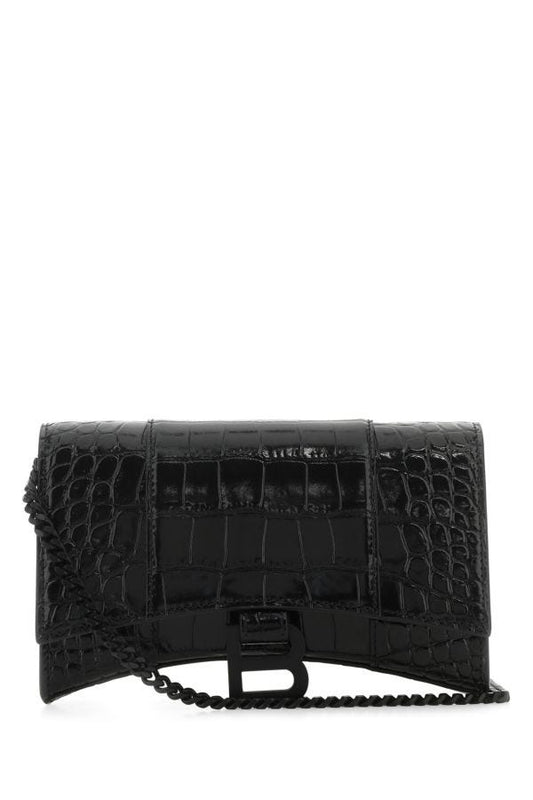 BALENCIAGA | Black nappa leather Hourglass wallet