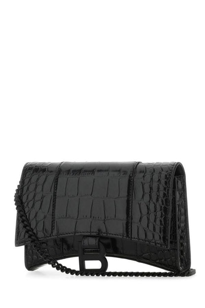 BALENCIAGA | Black nappa leather Hourglass wallet