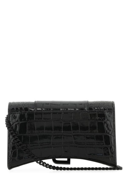 BALENCIAGA | Black nappa leather Hourglass wallet