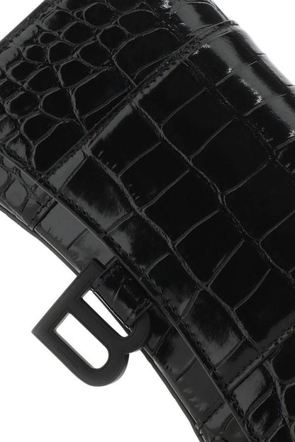BALENCIAGA | Black nappa leather Hourglass wallet