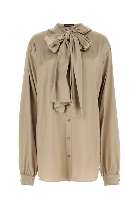 BALENCIAGA | Cappuccino satin oversize shirt