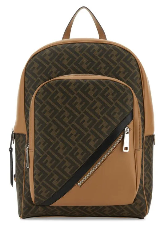 FENDI | マルチカラーのコットンブレンドとレザーバックパック