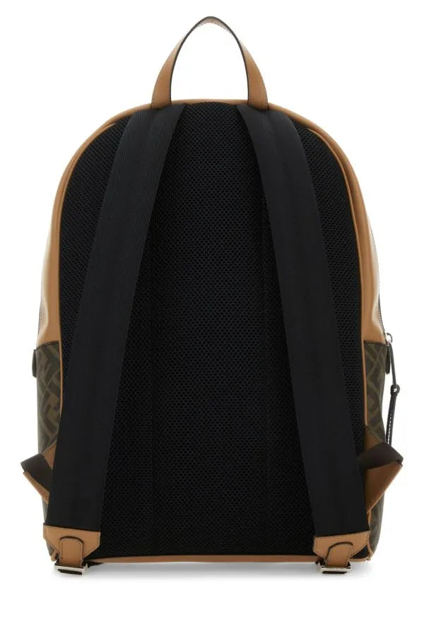 FENDI | マルチカラーのコットンブレンドとレザーバックパック