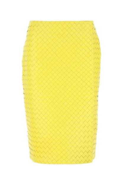 BOTTEGA VENETA | Yellow leather skirt