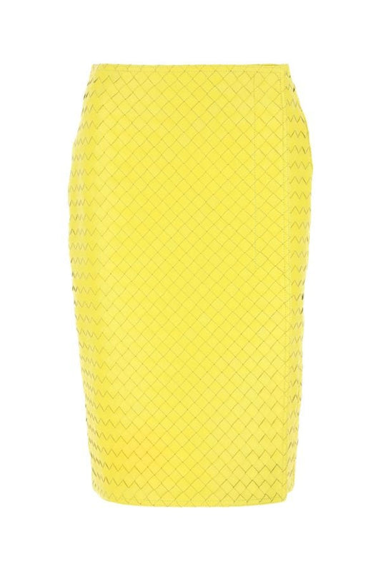 BOTTEGA VENETA | Yellow leather skirt