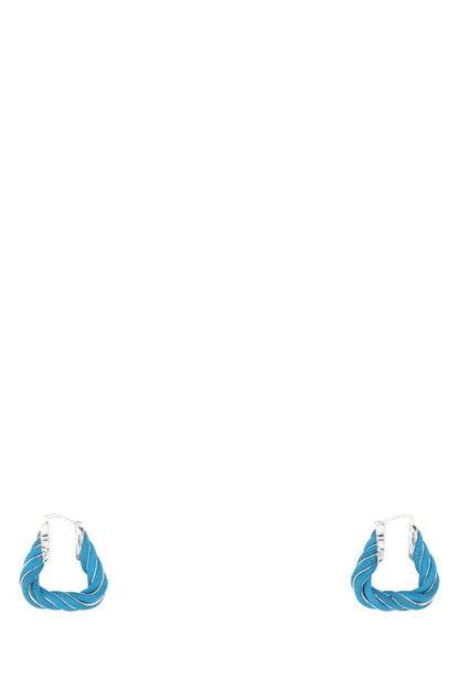 BOTTEGA VENETA | Light-blue nappa leather and 925 silver Twist Triangle earrings