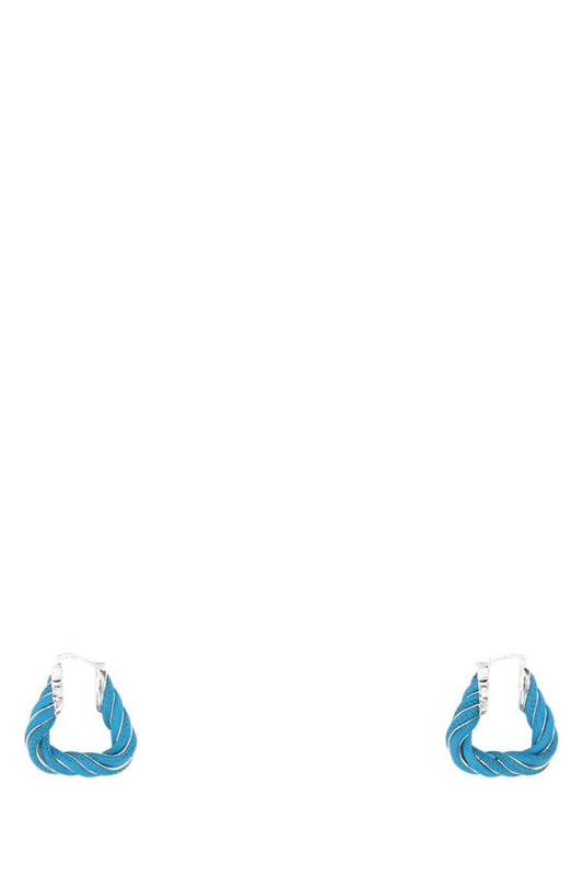 BOTTEGA VENETA | Light-blue nappa leather and 925 silver Twist Triangle earrings