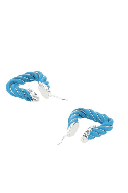 BOTTEGA VENETA | Light-blue nappa leather and 925 silver Twist Triangle earrings
