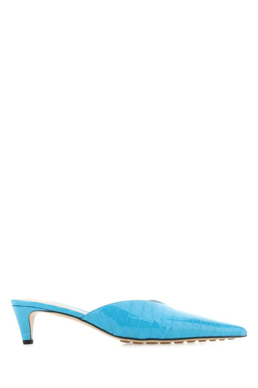 BOTTEGA VENETA | Turquoise leather Punta mules