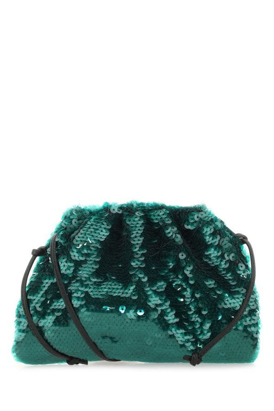 BOTTEGA VENETA | Petrol blue sequins mini Pouch clutch