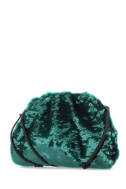 BOTTEGA VENETA | Petrol blue sequins mini Pouch clutch