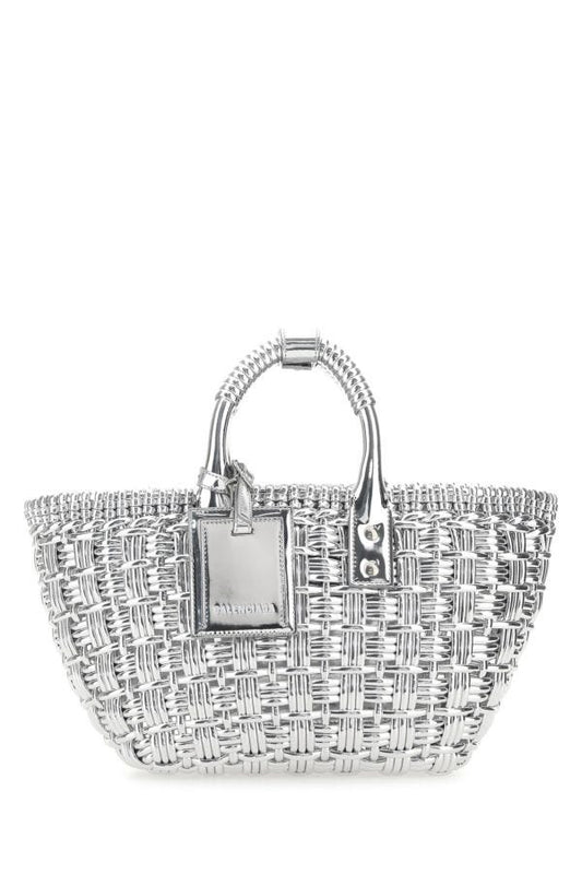 BALENCIAGA | Silver synthetic leather Bistro XS handbag