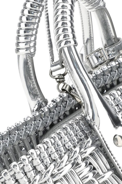 BALENCIAGA | Silver synthetic leather Bistro XS handbag
