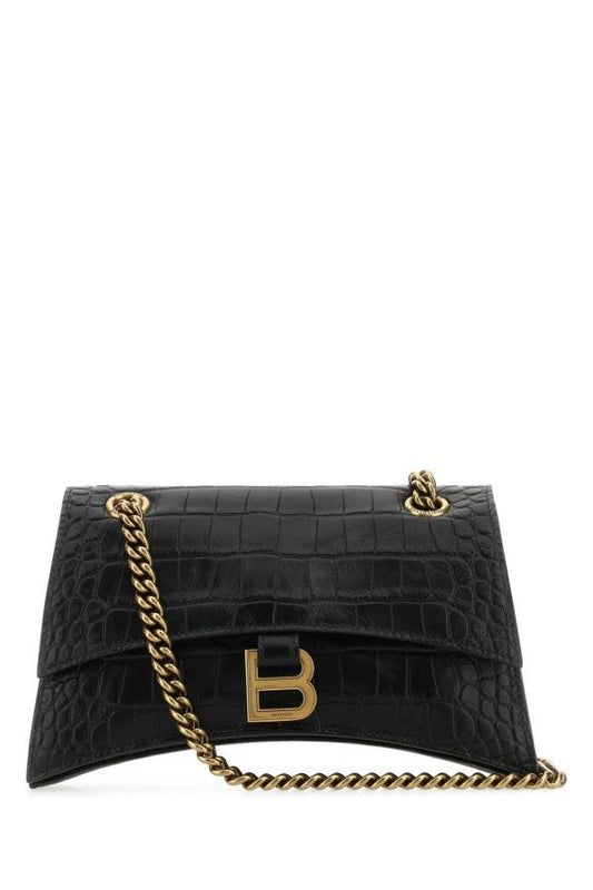 BALENCIAGA | Black leather Crush S shoulder bag
