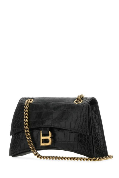 BALENCIAGA | Black leather Crush S shoulder bag
