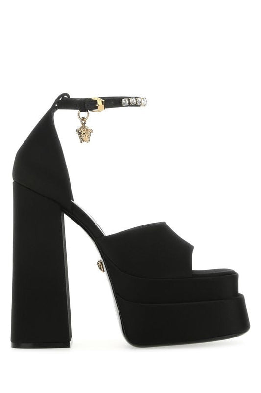 VERSACE | Black satin Medusa Aevitas sandals