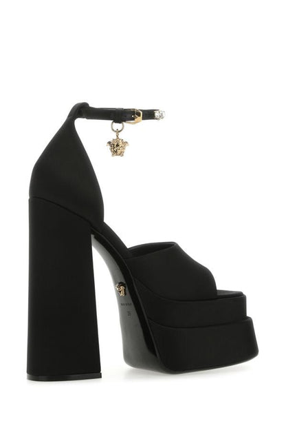 VERSACE | Black satin Medusa Aevitas sandals