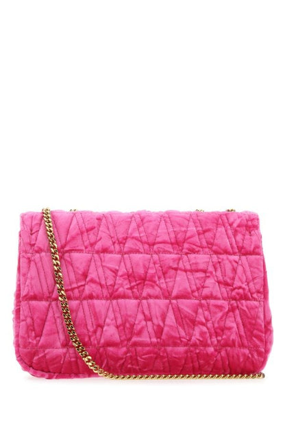 VERSACE | Fuchsia velvet Virtus shoulder bag