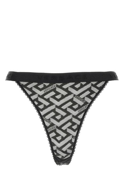 VERSACE | Black stretch lace thong