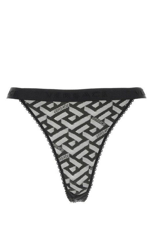 VERSACE | Black stretch lace thong