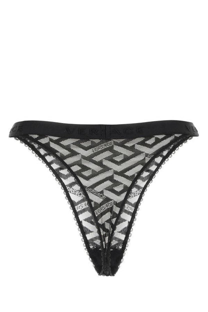VERSACE | Black stretch lace thong