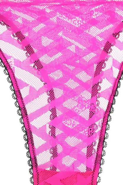 VERSACE | Fuchsia stretch lace thong