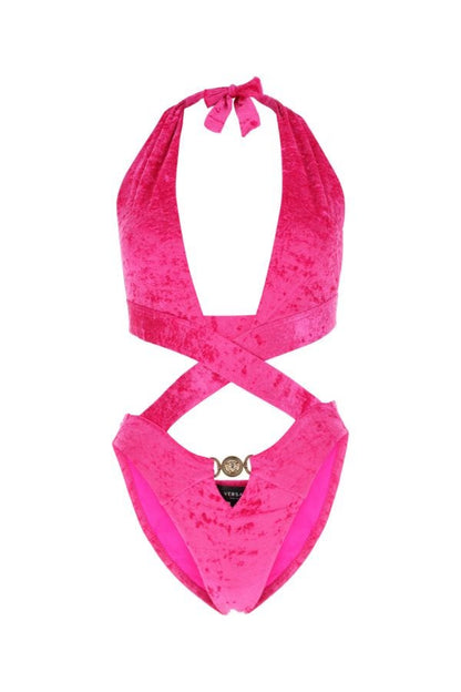 VERSACE | Fuchsia stretch velvet trikini
