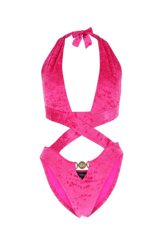 VERSACE | Fuchsia stretch velvet trikini