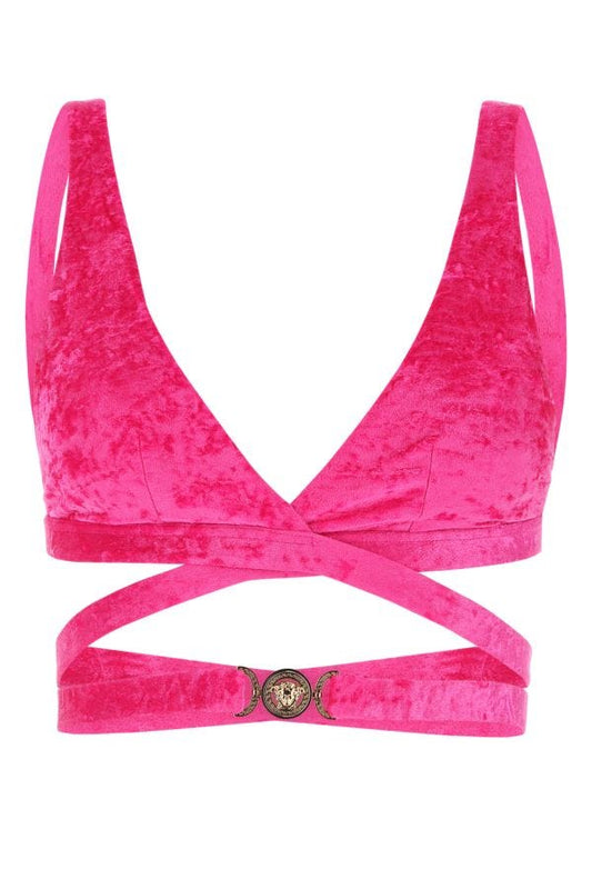 VERSACE | Fuchsia stretch velvet bikini top