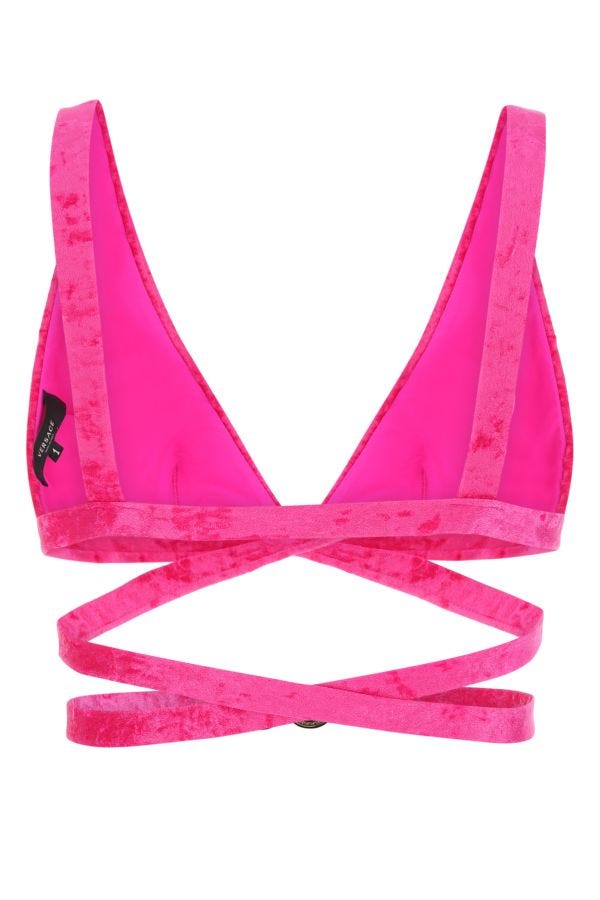 VERSACE | Fuchsia stretch velvet bikini top