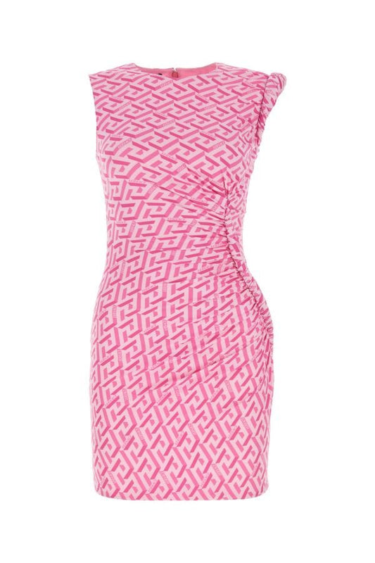 VERSACE | Printed stretch crepe mini dress