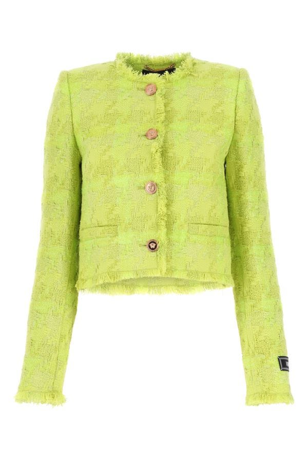 VERSACE | Acid green bouclé blazer