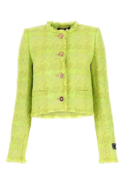 VERSACE | Acid green bouclé blazer