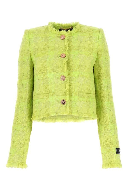 VERSACE | Acid green bouclé blazer